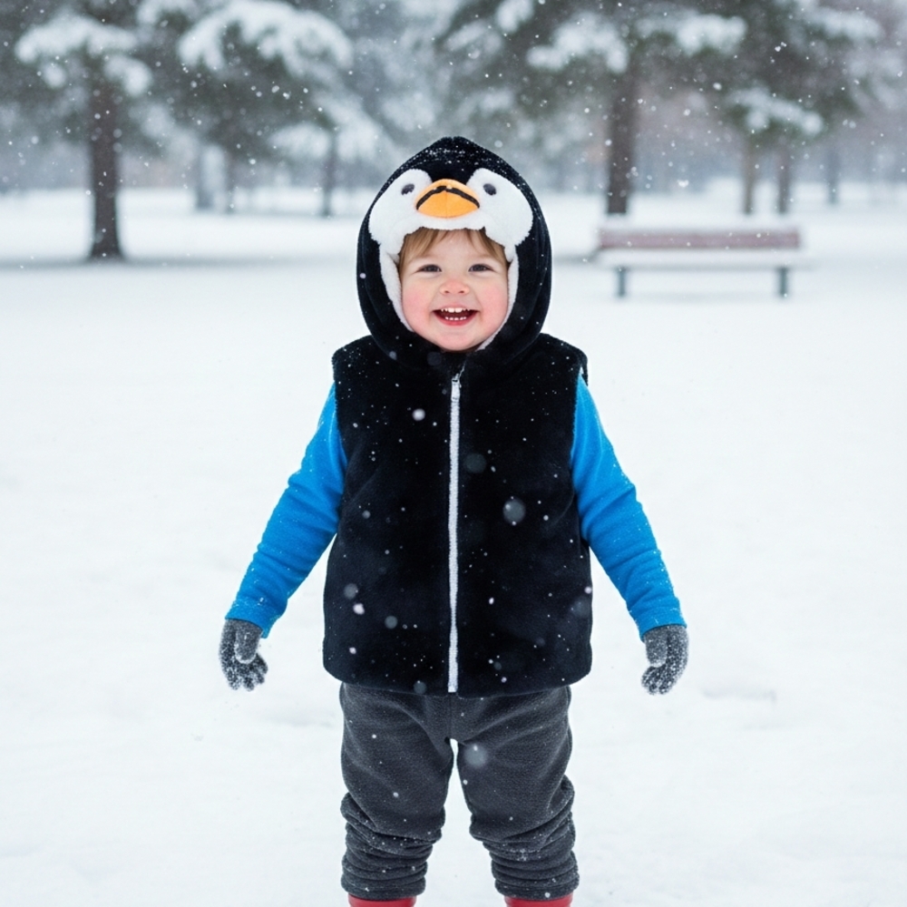 Penguin Hooded Kids Vest
